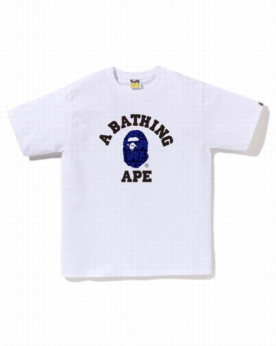 Pánské Tričko Bape Logo Monogram College Bílé | 95840SNUJ