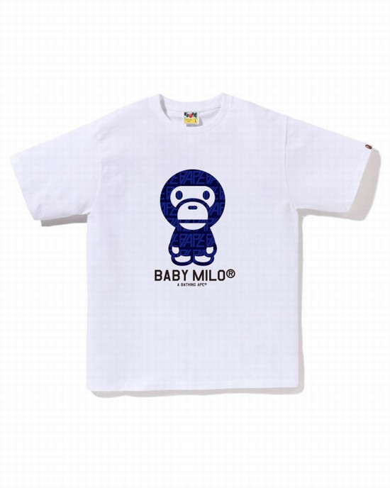 Pánské Tričko Bape Logo Monogram Milo Bílé | 06795CRTW