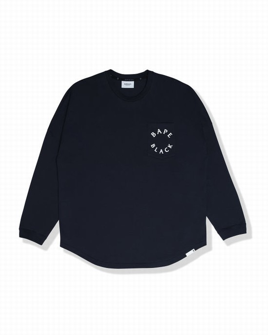 Pánské Tričko Bape Logo print long sleeve Tmavě Blankyt Blankyt | 90758BUAJ