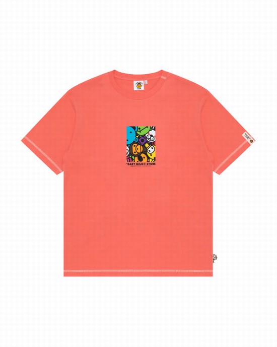 Pánské Tričko Bape Milo box logo print Růžové | 24370AERN