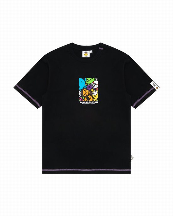Pánské Tričko Bape Milo box logo print Černé | 26380MTWX