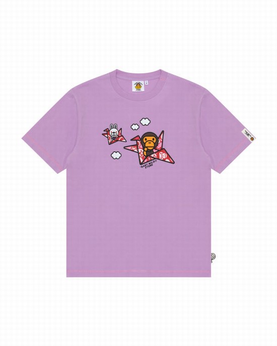 Pánské Tričko Bape Milo print Fialové | 71928VQXA