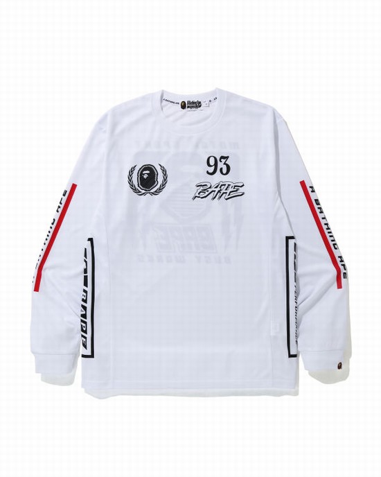 Pánské Tričko Bape Motor Sportovní Bílé | 96187IGPE