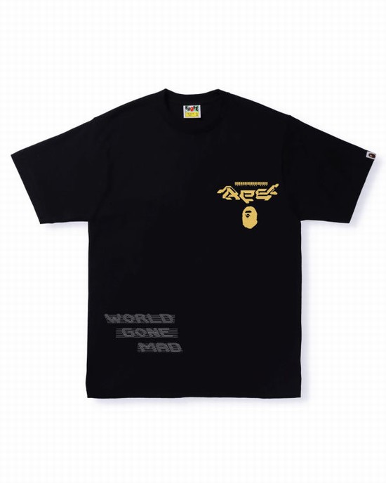 Pánské Tričko Bape Multi Logo #1 Černé | 60523WDML