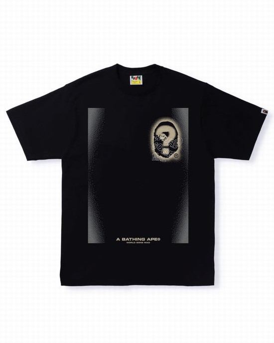 Pánské Tričko Bape Multi Logo #3 Černé | 57439FJRA