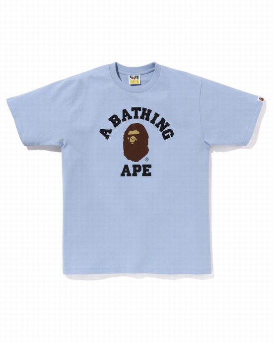 Pánské Tričko Bape Pigment College Blankyt | 37126WHSO