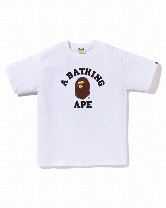 Pánské Tričko Bape Pigment College Bílé | 96234RDLG