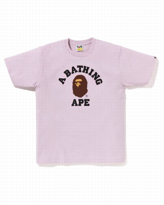 Pánské Tričko Bape Pigment College Fialové | 98136TUFQ