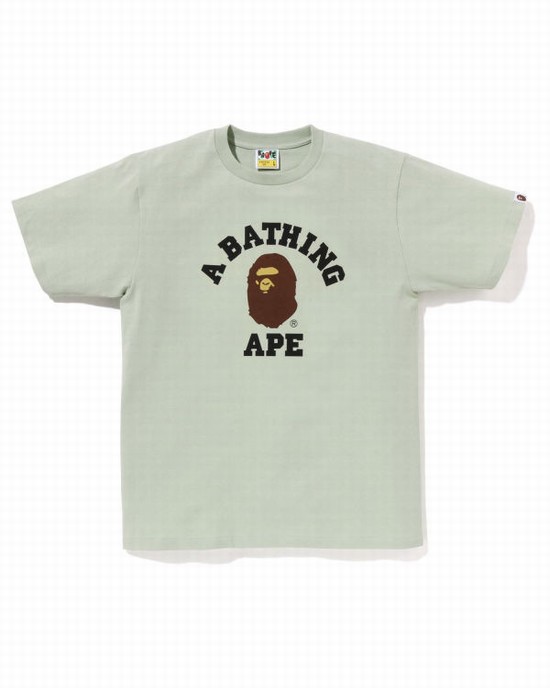 Pánské Tričko Bape Pigment College Světle Zelene | 92385OLKQ