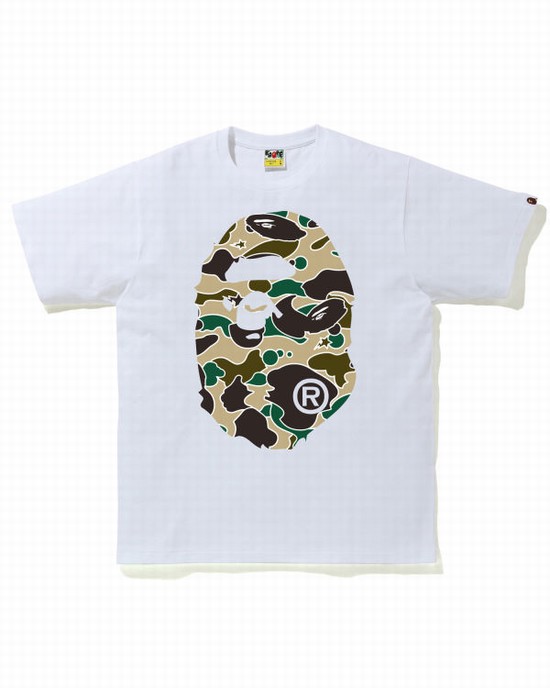 Pánské Tričko Bape STA Camo Big Ape Head Bílé | 45310TPSM