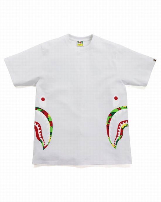 Pánské Tričko Bape STA Camo Side Shark Bílé | 75813QXSL