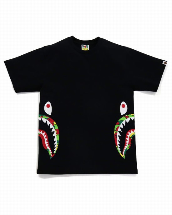 Pánské Tričko Bape STA Camo Side Shark Černé | 75432LNBJ