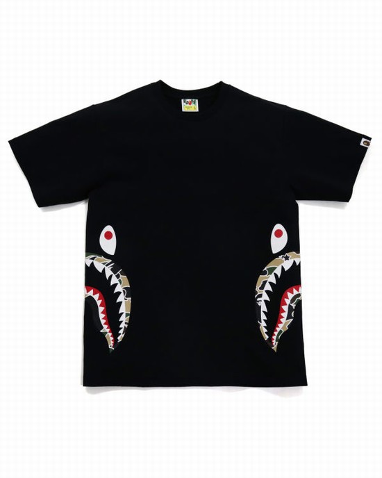 Pánské Tričko Bape STA Camo Side Shark Černé | 89724YNVD