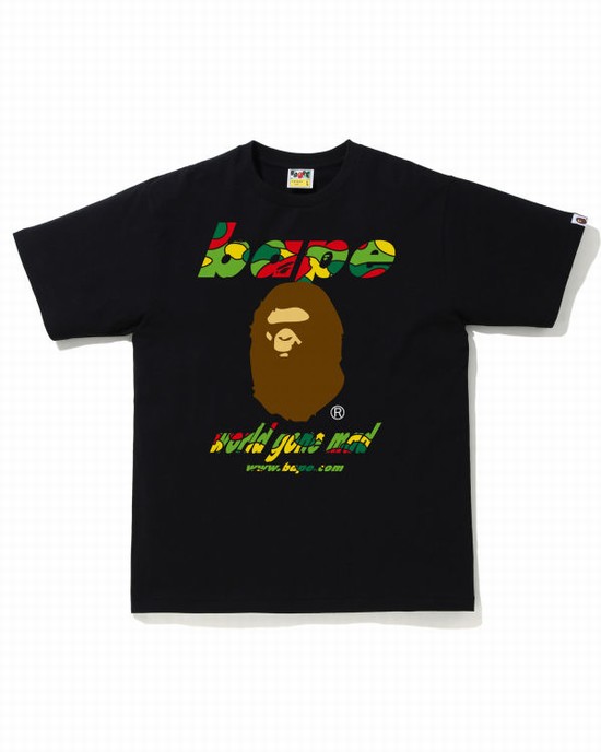 Pánské Tričko Bape STA Camo WGM Ape Head Černé | 23168EHDK