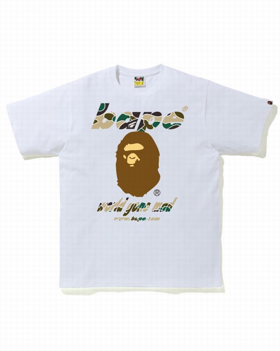 Pánské Tričko Bape STA Camo WGM Ape Head Bílé | 76351ZONM