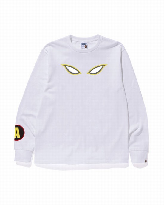 Pánské Tričko Bape Shadow L/S Bílé | 03541XKWR