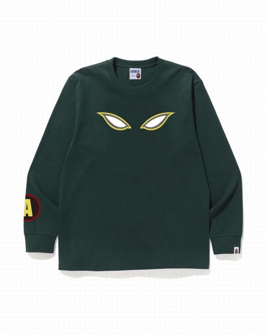 Pánské Tričko Bape Shadow L/S Zelene | 53018HTUK