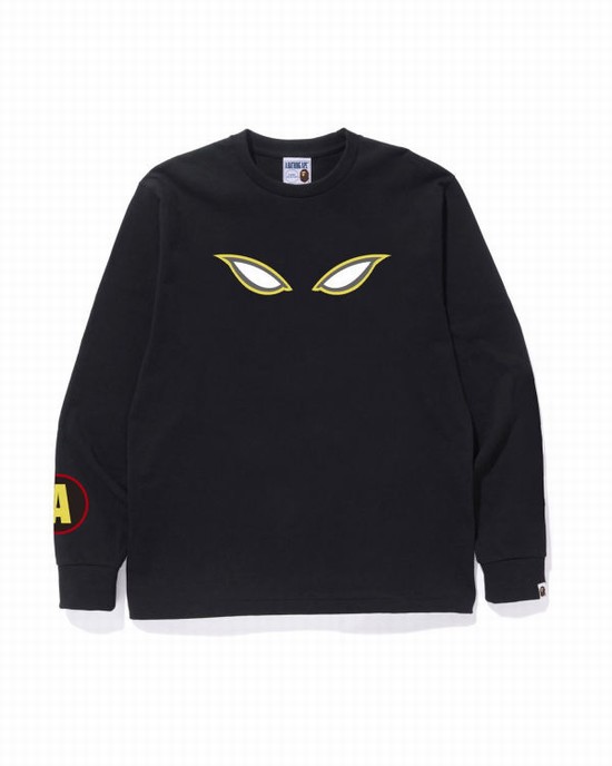 Pánské Tričko Bape Shadow L/S Černé | 38790RGYV