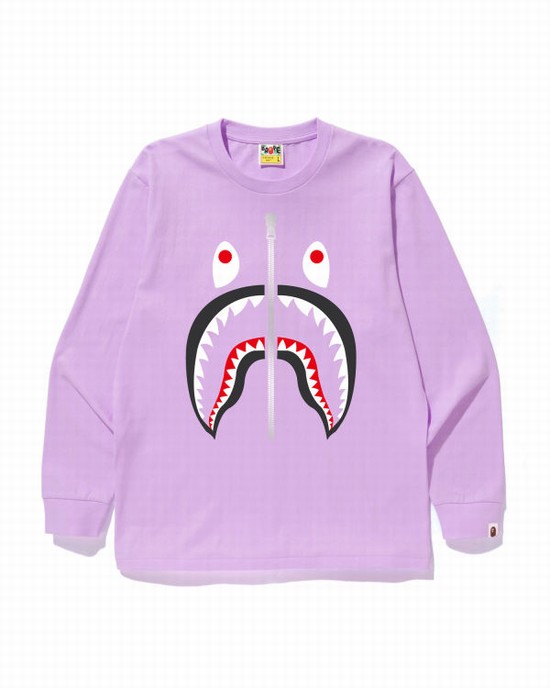 Pánské Tričko Bape Shark Fialové | 57918YDKI