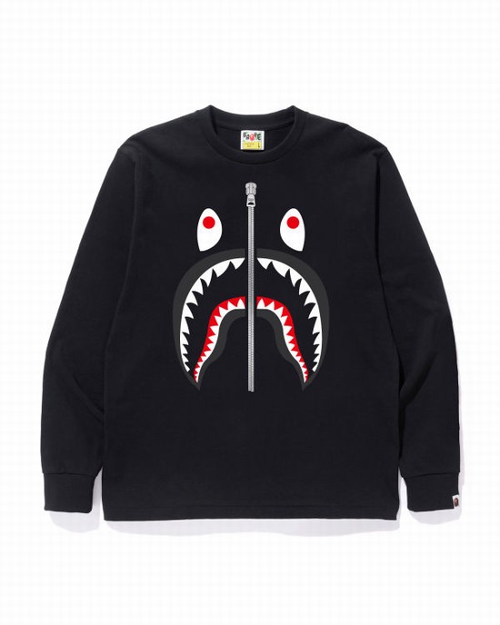 Pánské Tričko Bape Shark Černé | 10352LNUR