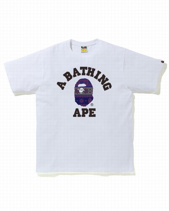 Pánské Tričko Bape Snow Pattern College Bílé | 29867LHSA