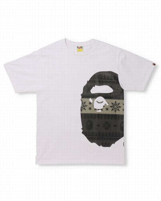 Pánské Tričko Bape Snow Pattern Side Big Ape Head Bílé | 36840NTRY