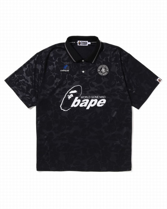 Pánské Tričko Bape Soccer Game Relaxed Fit Polo Černé | 10962JQIN