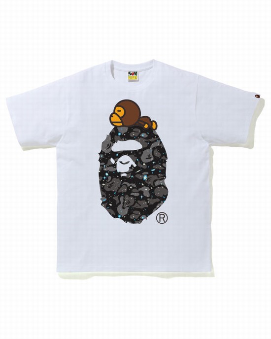 Pánské Tričko Bape Space Camo Milo On Big Ape Bílé | 05794MLVC