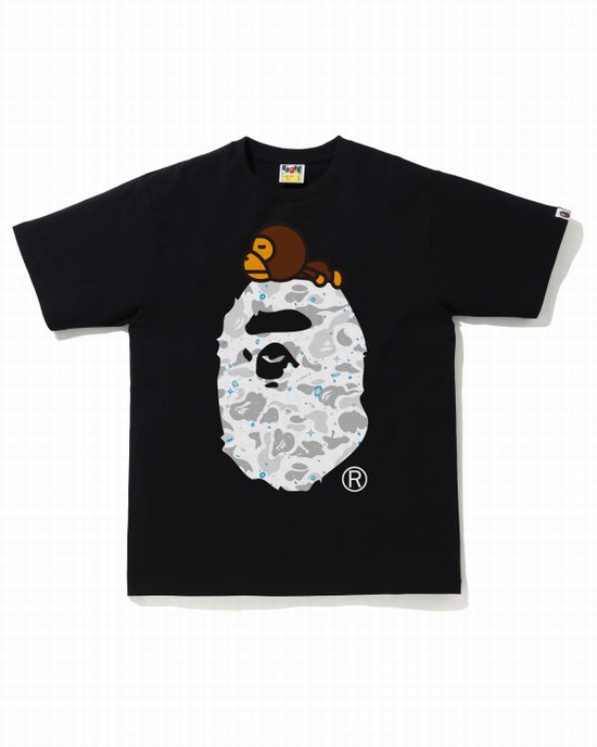 Pánské Tričko Bape Space Camo Milo On Big Ape Černé | 94581TZOC