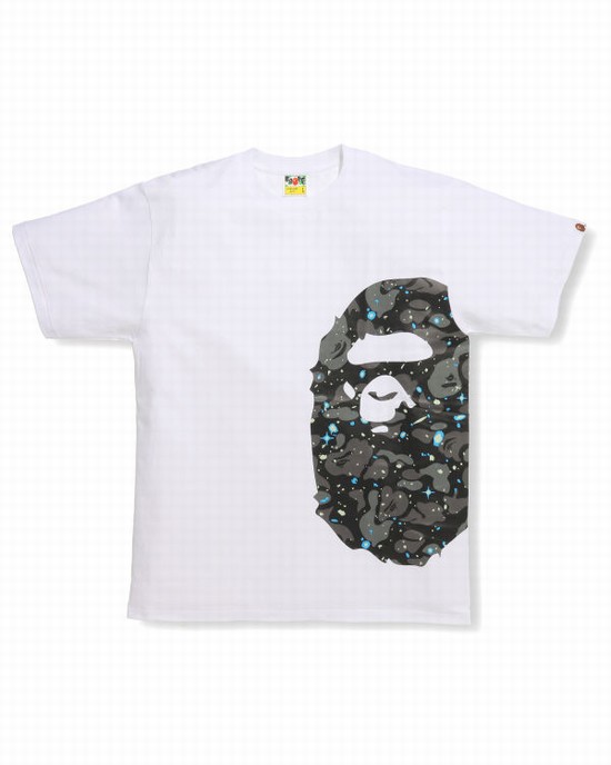 Pánské Tričko Bape Space Camo Side Big Ape Head Bílé | 53290ORGT