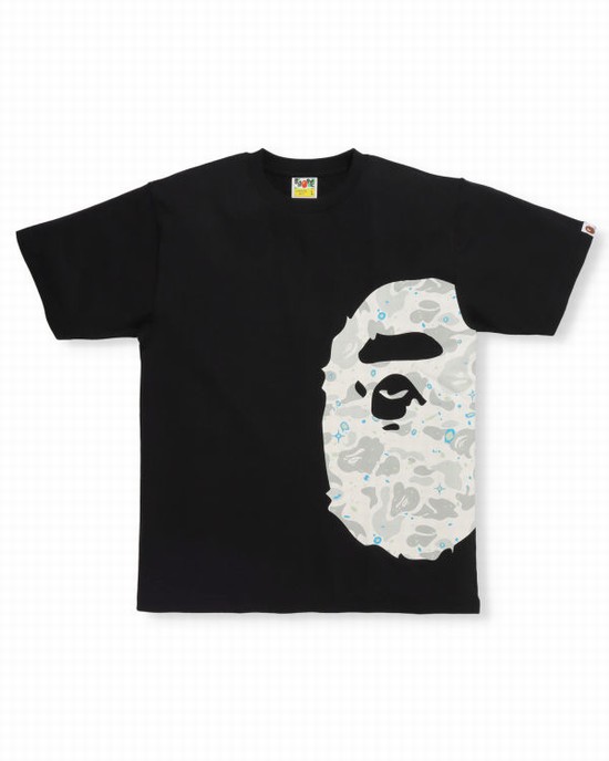 Pánské Tričko Bape Space Camo Side Big Ape Head Černé | 65724YTFB