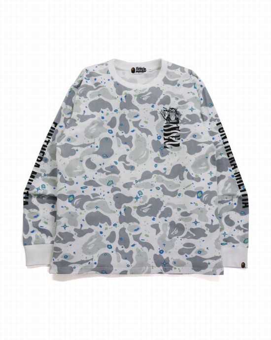 Pánské Tričko Bape Space Camo Tiger L/S Krém | 25173GSYB