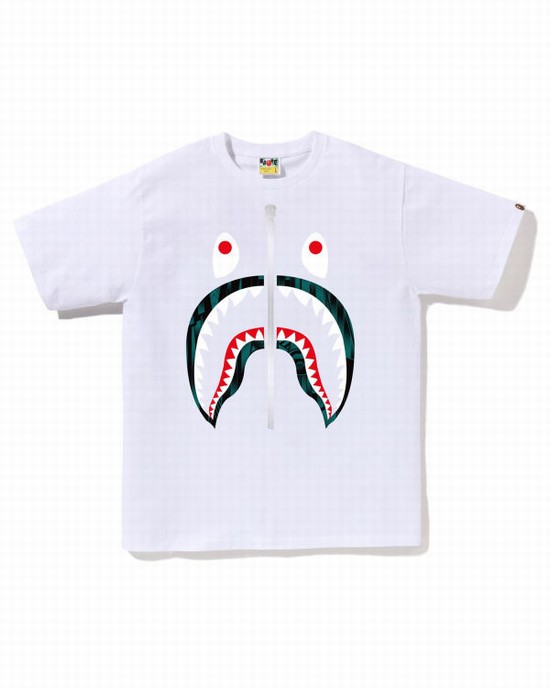 Pánské Tričko Bape Speed Racer Shark Bílé | 72638LVBR