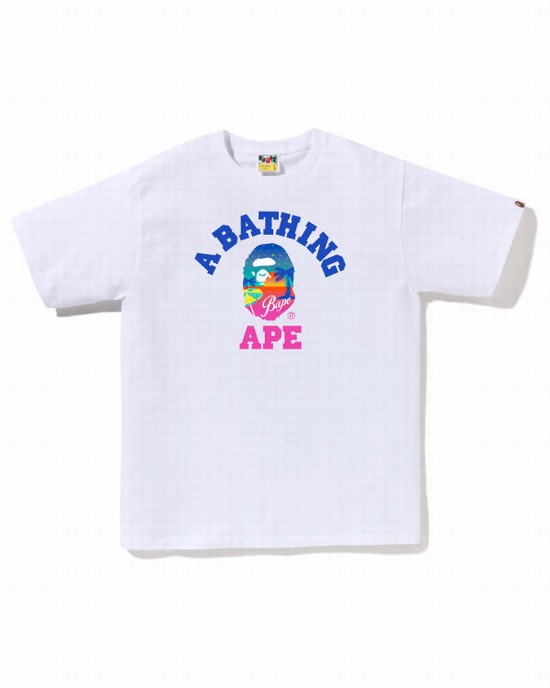 Pánské Tričko Bape Sunset Beach Bílé | 54613HWTI