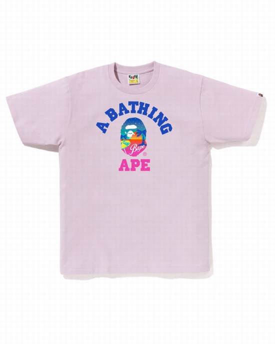 Pánské Tričko Bape Sunset Beach Fialové | 52710LIZG