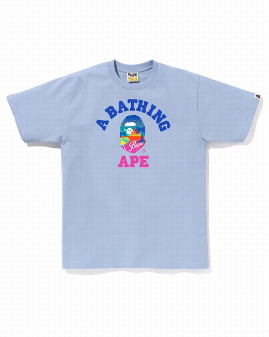Pánské Tričko Bape Sunset Beach Světle Blankyt | 74601KWUF