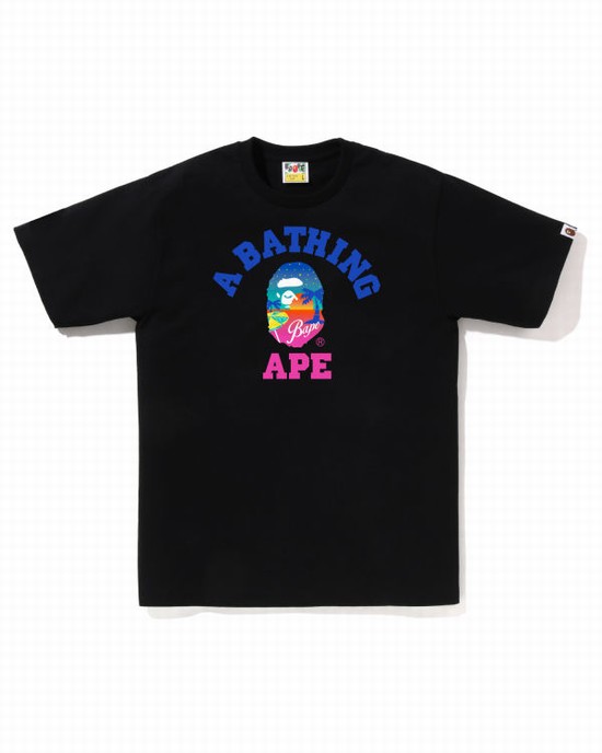 Pánské Tričko Bape Sunset Beach Černé | 01598EPRX