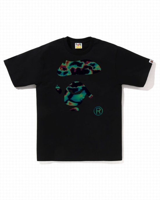 Pánské Tričko Bape Thermography Ape Face Černé | 42605CUVW