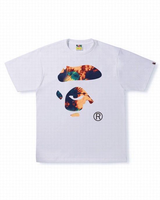 Pánské Tričko Bape Tie Dye Ape Face Bílé | 79620CJYM