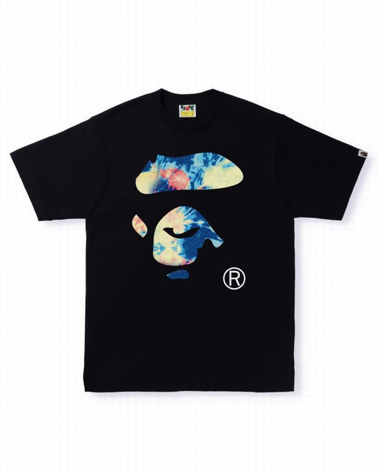 Pánské Tričko Bape Tie Dye Ape Face Černé | 15246GXYE