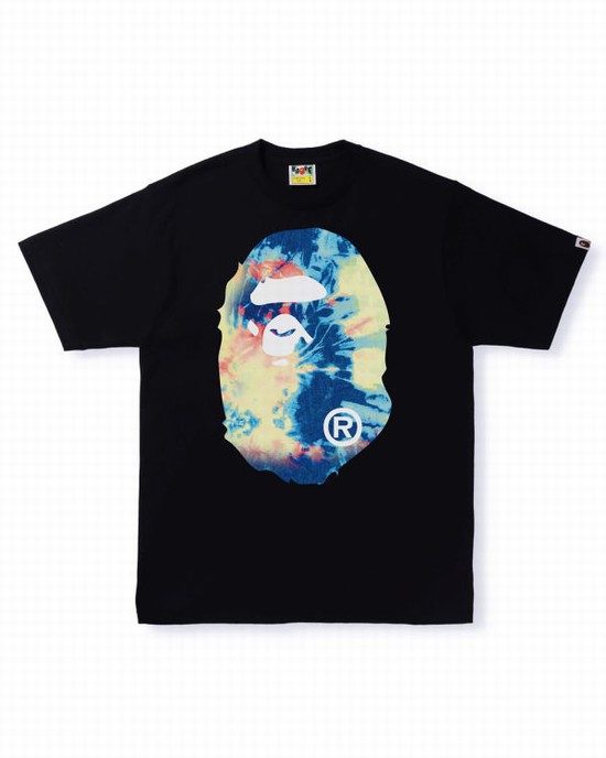 Pánské Tričko Bape Tie Dye Big Ape Head Černé | 20853OIRN