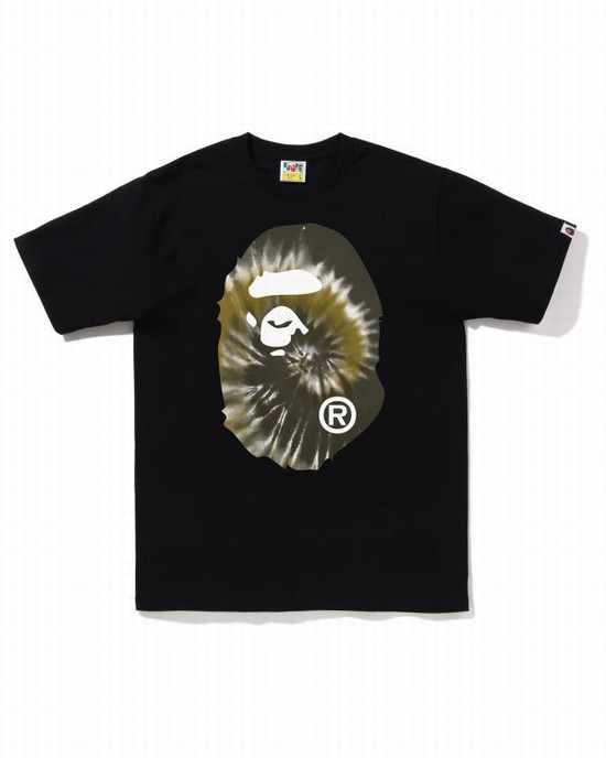 Pánské Tričko Bape Tie-Dye Big Ape Head Černé | 24795STQE