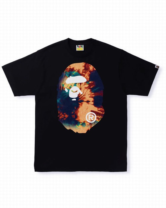Pánské Tričko Bape Tie Dye Big Ape Head Černé | 43618ZHER