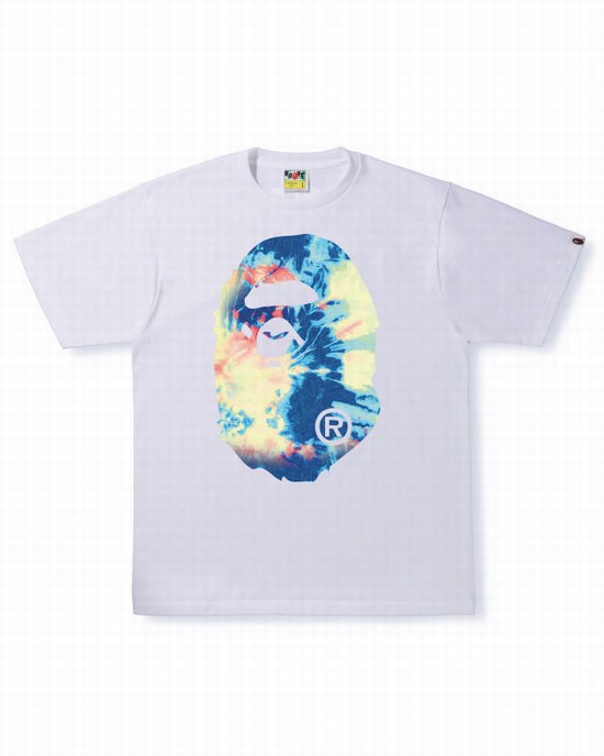 Pánské Tričko Bape Tie Dye Big Ape Head Bílé | 73819BXIO