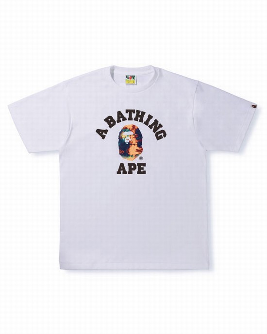 Pánské Tričko Bape Tie Dye College Bílé | 04391JSLG