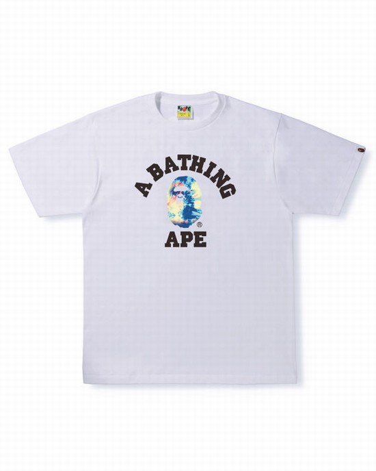 Pánské Tričko Bape Tie Dye College Bílé | 43658KVIL