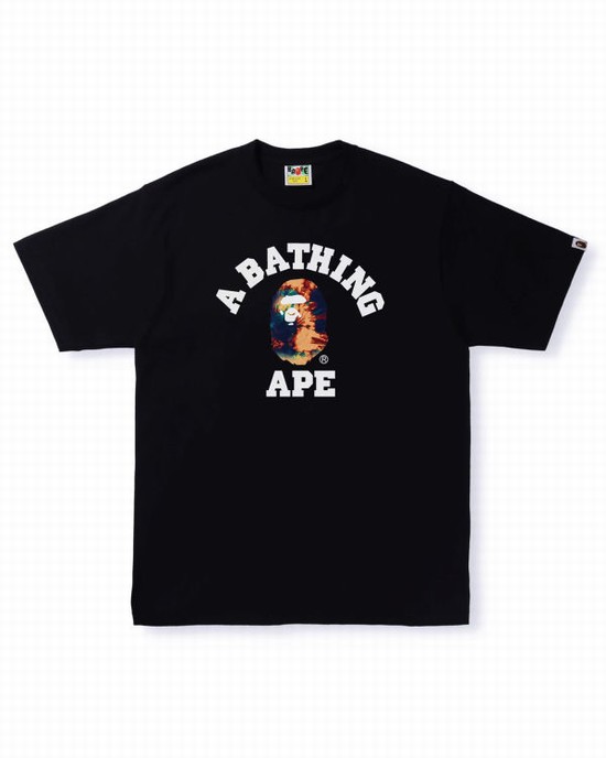 Pánské Tričko Bape Tie Dye College Černé | 91083KNWX