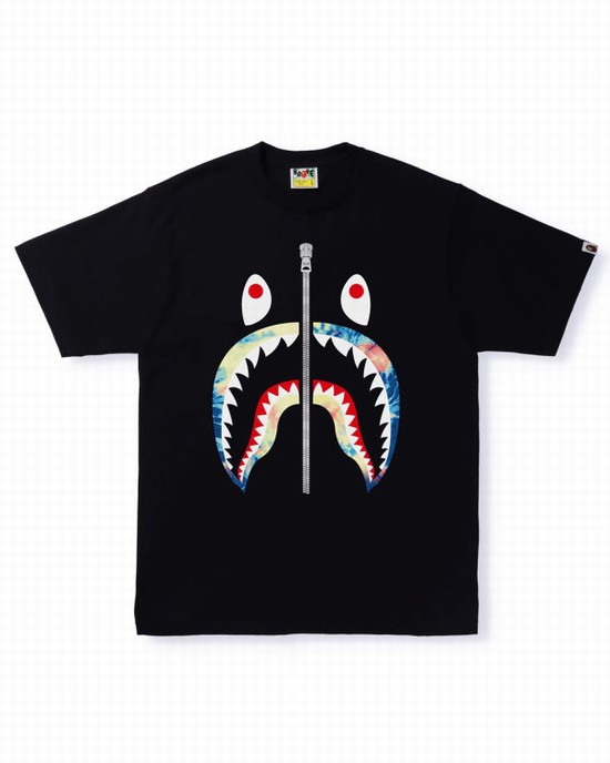 Pánské Tričko Bape Tie Dye Shark Černé | 72635MIZA