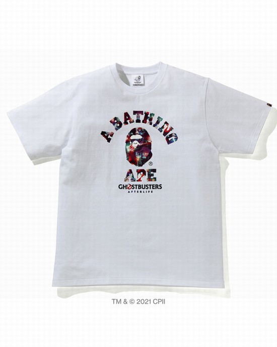Pánské Tričko Bape X Ghostbusters Camo College Bílé | 41569QGKE