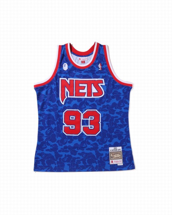Pánské Tričko Bape X M&N Brooklyn Nets Blankyt | 18029EBHW